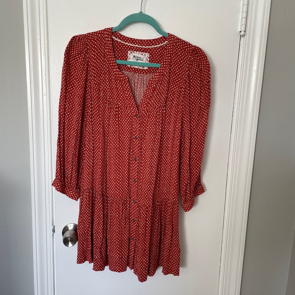 Anthropologie Red Polka Dot Blouse